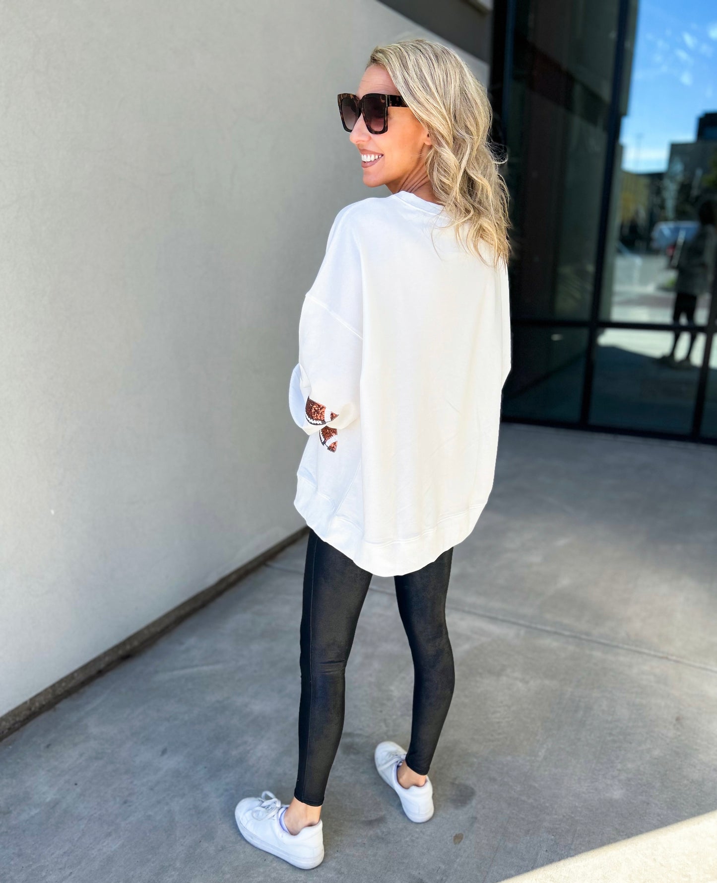 Brown Sequin Football Oversized Sweatshirt