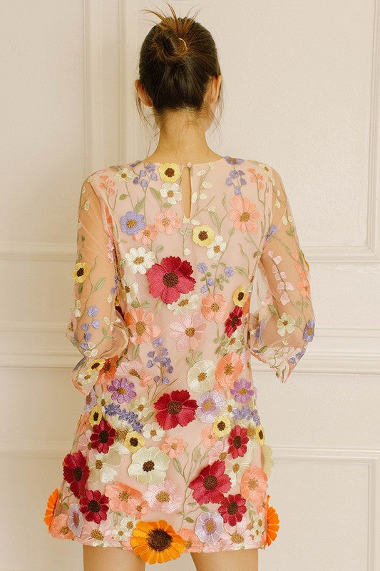 Once Upon A Time 3-D Large Flower Shift Dress