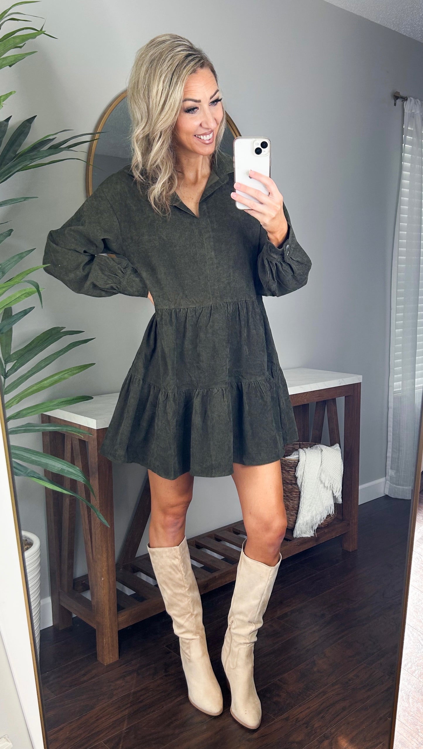 Rio Collared Corduroy Dress