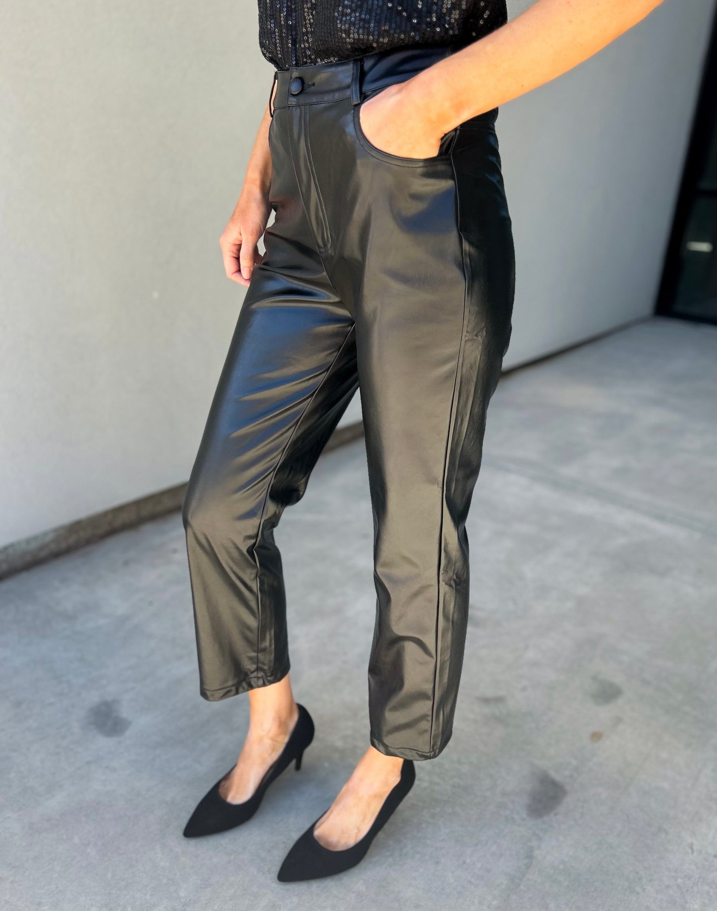 Andra Faux Leather Straight Leg Pants
