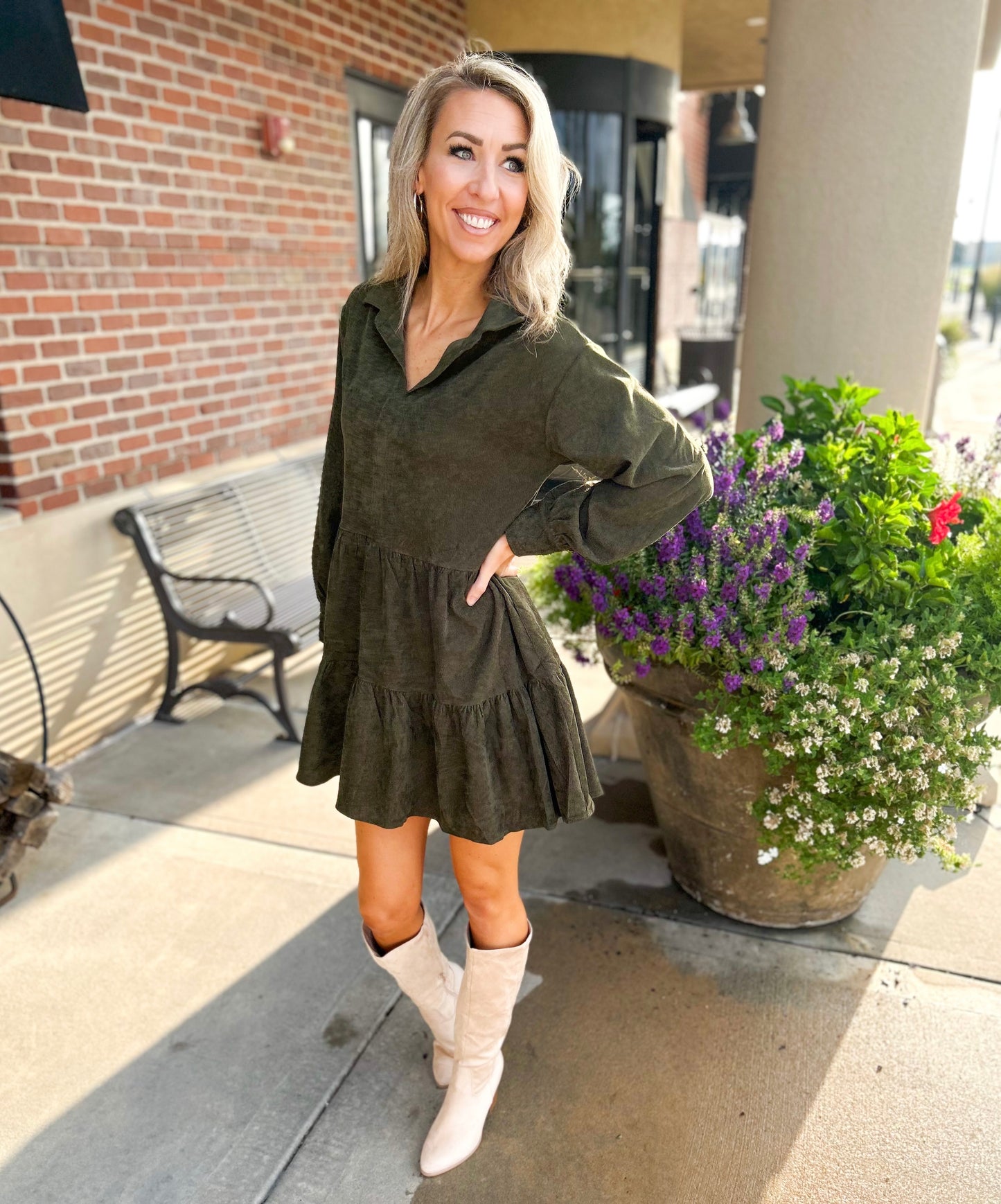 Rio Collared Corduroy Dress