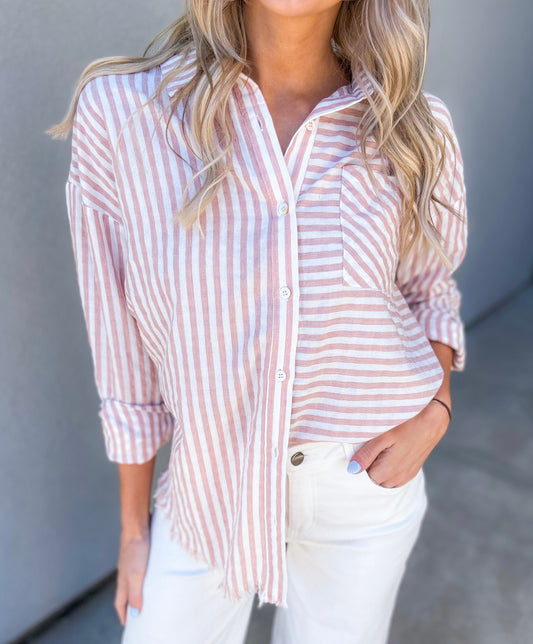 Marsh Striped Button Down Oversized Top