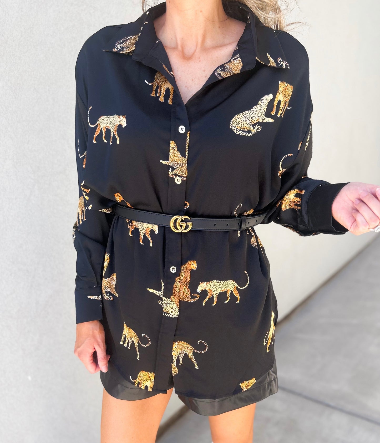Lorenza Leopard Oversized Button Up Top