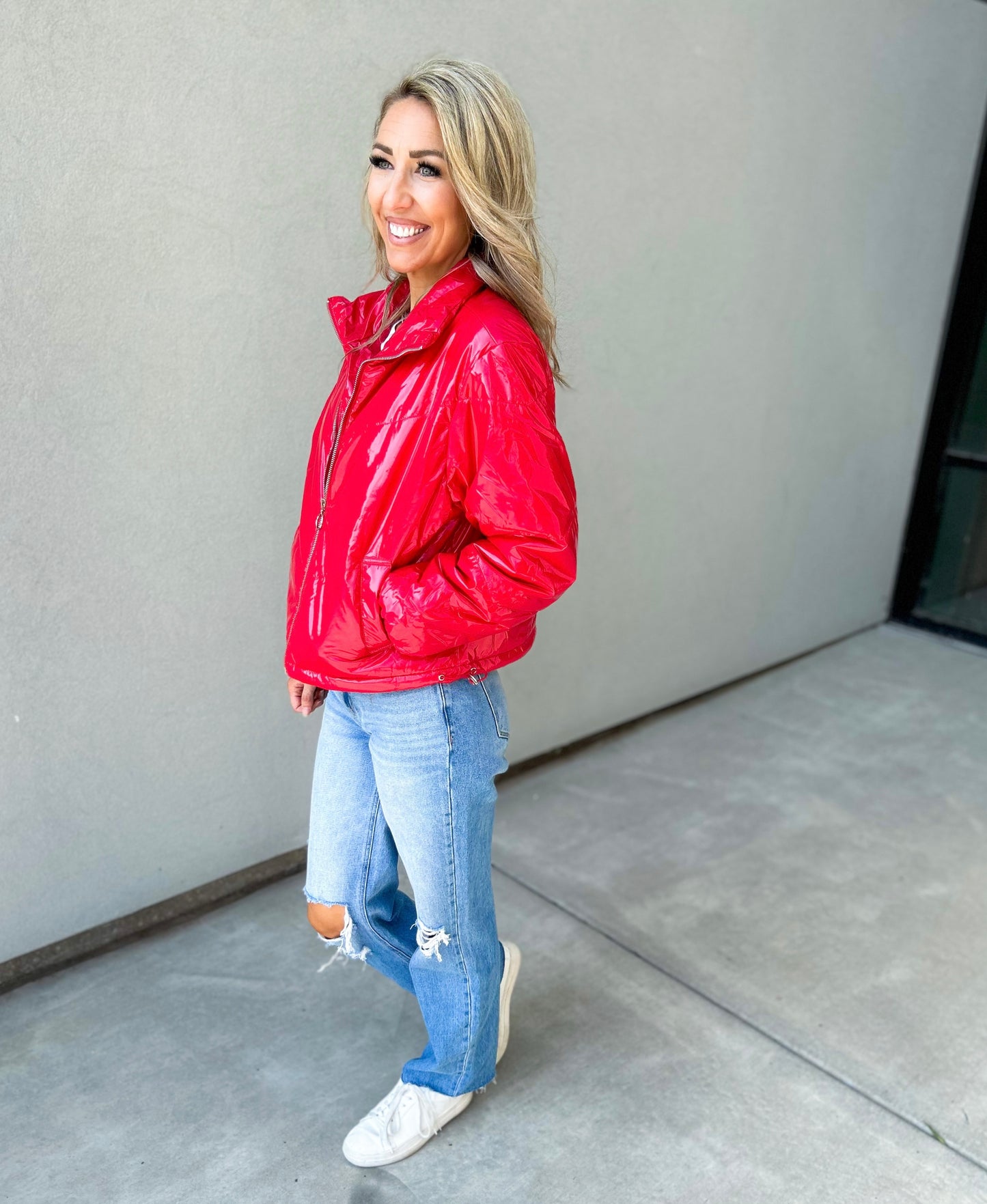 Britney Shiny Faux Leather Jacket