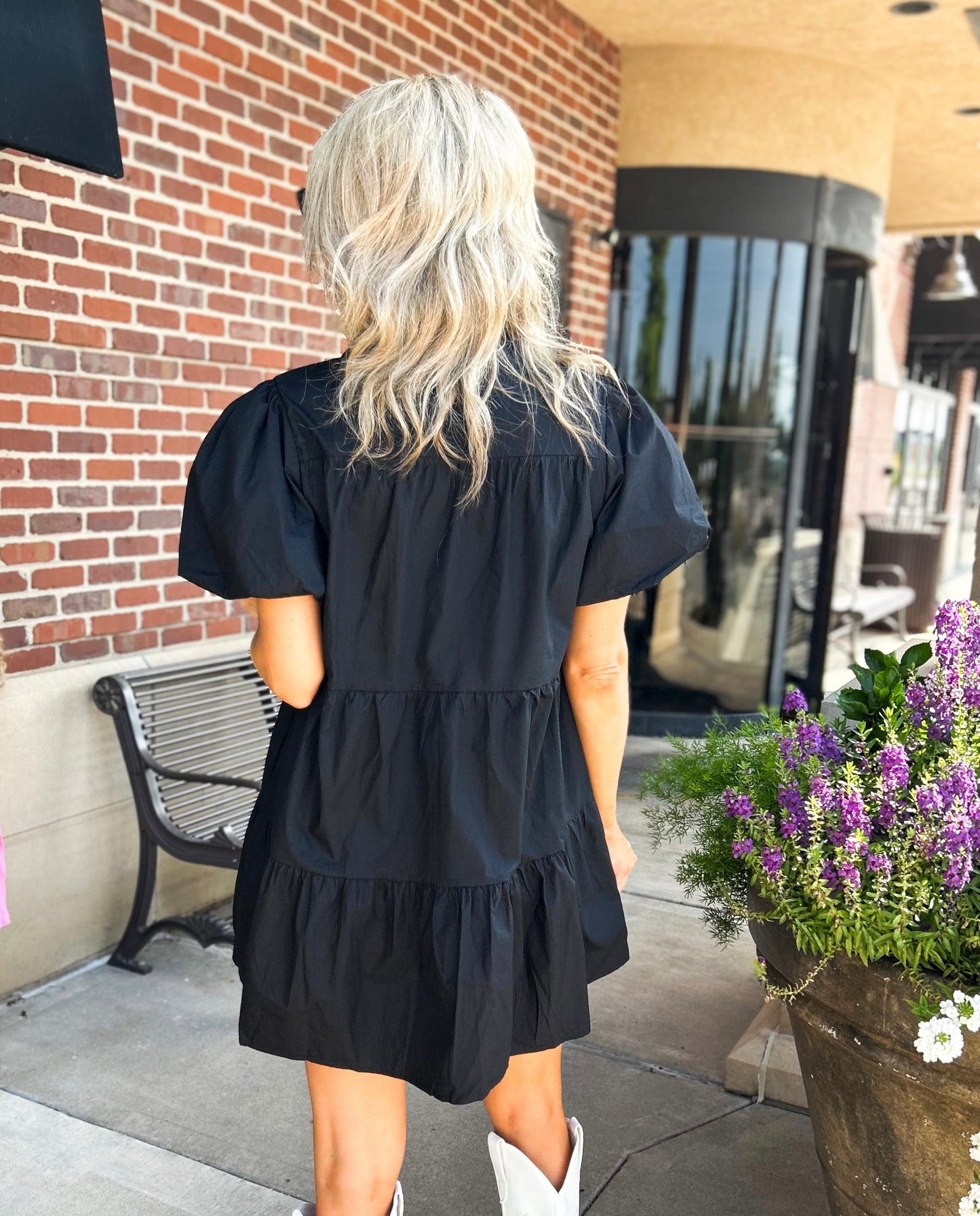 Sequin Football Button Down Tiered Dress