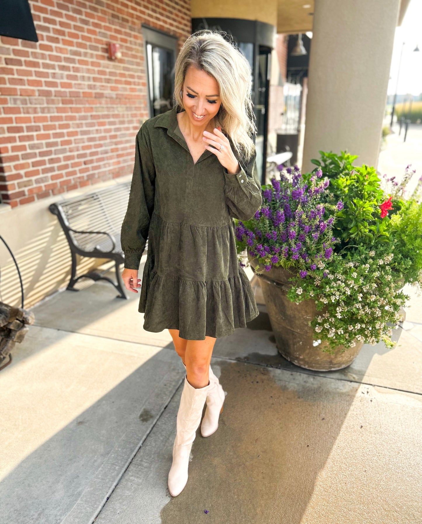 Rio Collared Corduroy Dress