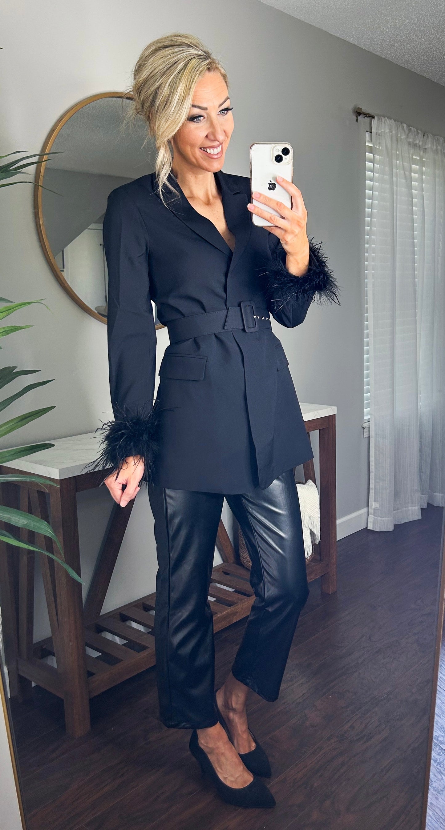 Andra Faux Leather Straight Leg Pants
