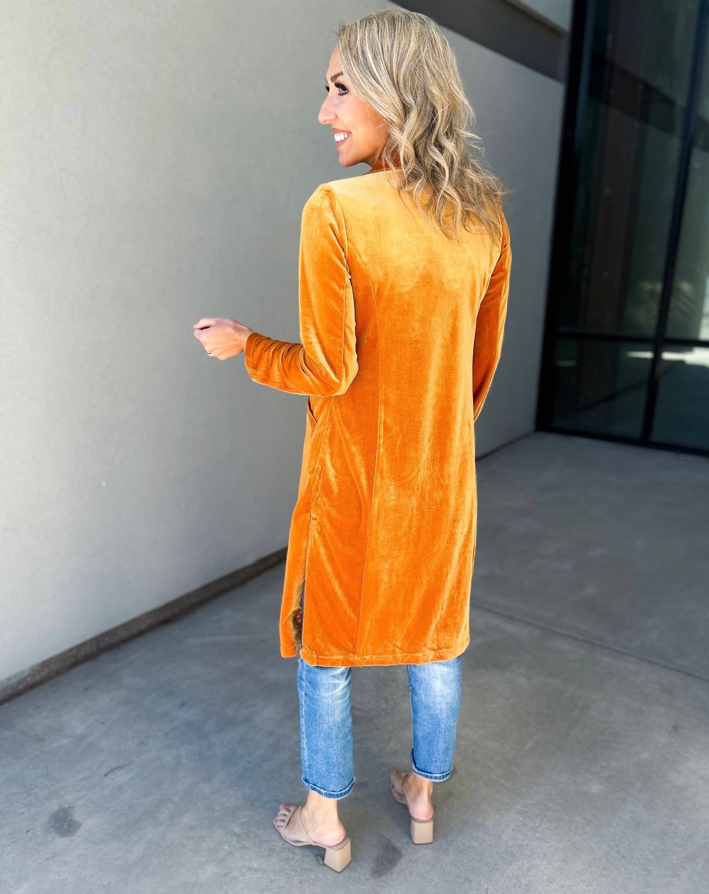Golden Velvet Duster Blazer/Coat (Golden Mustard)