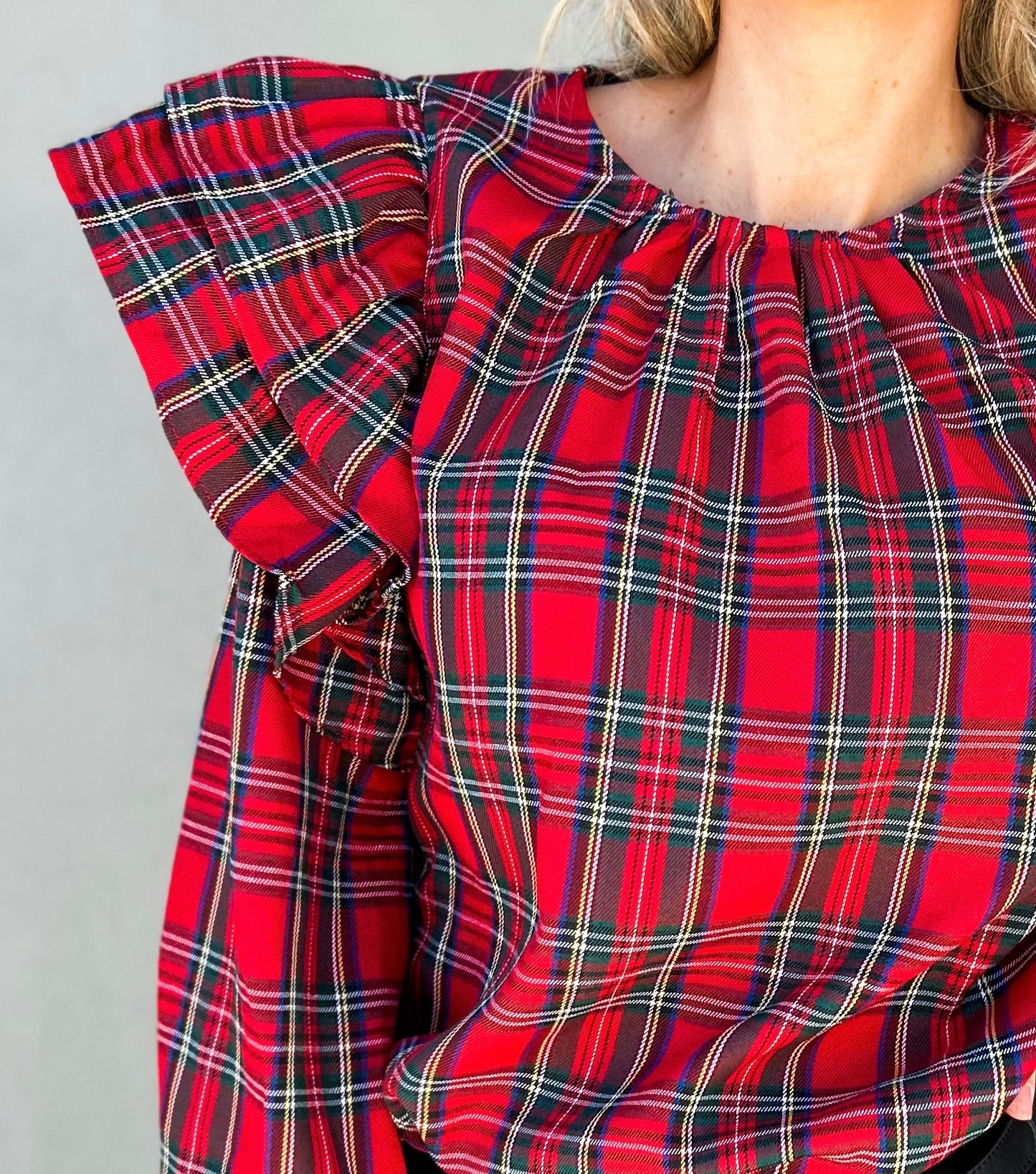 Eden Ruffle Plaid Top