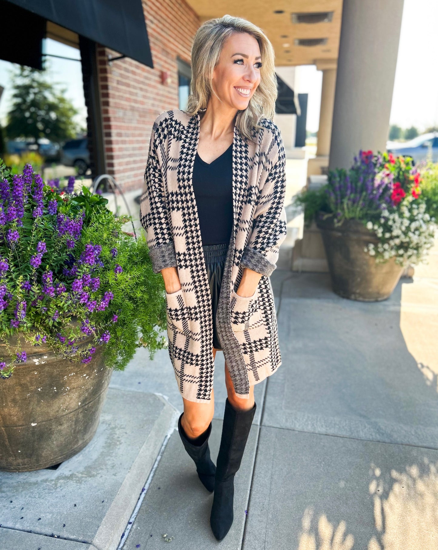 Nicolette Houndstooth Oversized Cardigan