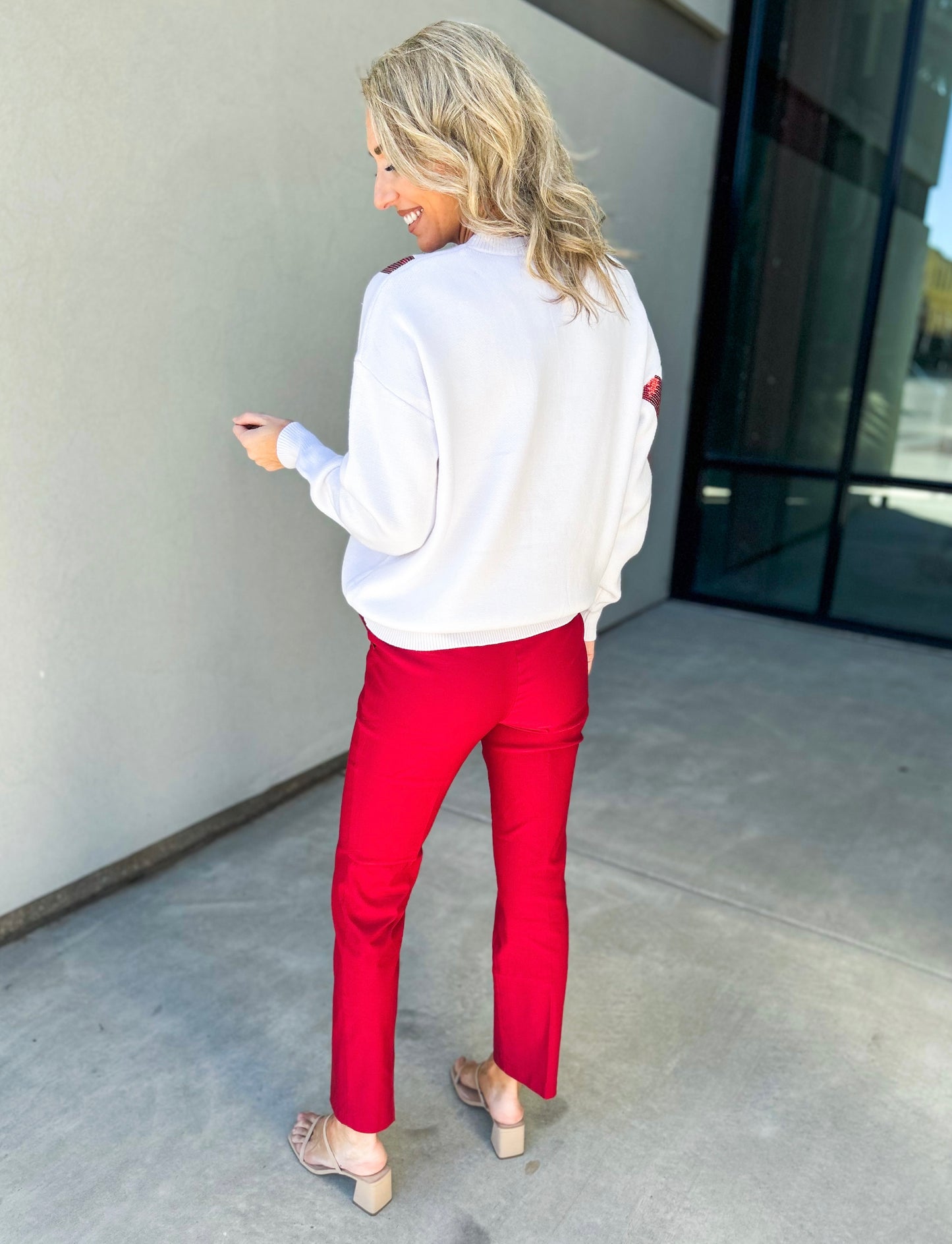 Gift Bow Sequin Trim Sweater