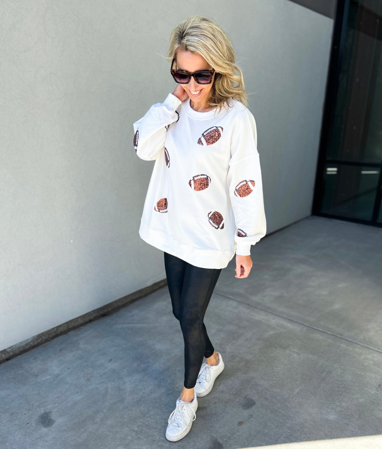 Brown Sequin Football Oversized Sweatshirt