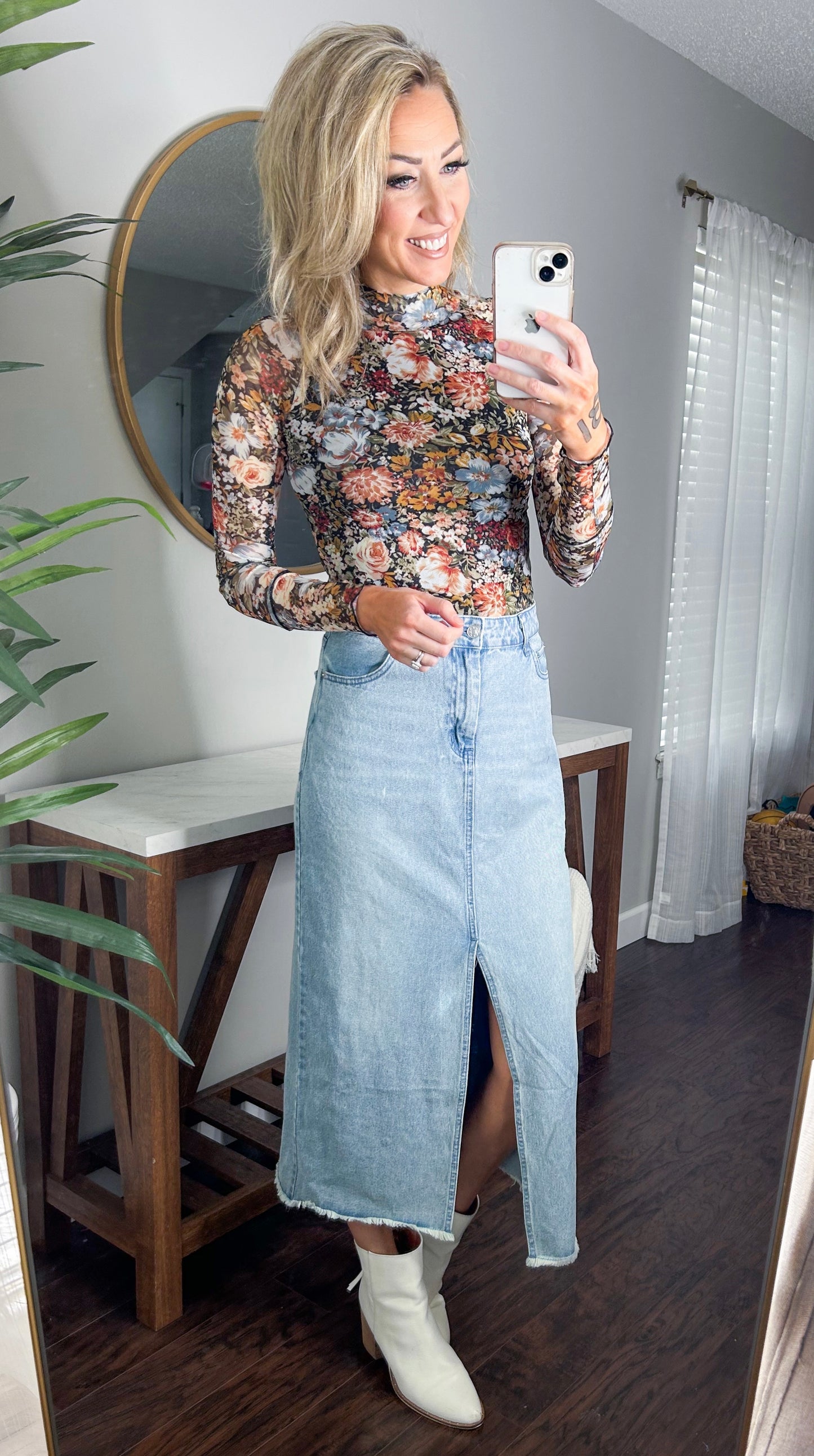 Izzie Floral Sheer Mesh Top