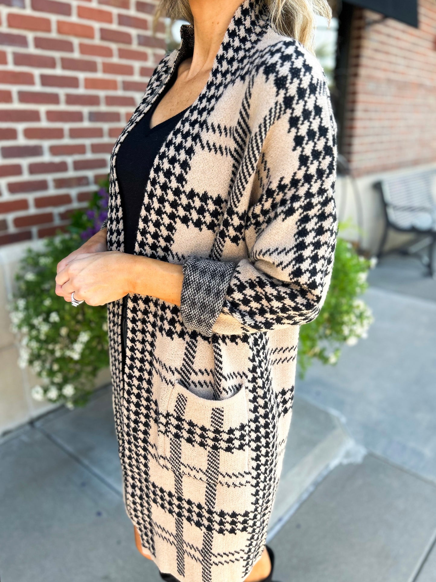 Nicolette Houndstooth Oversized Cardigan