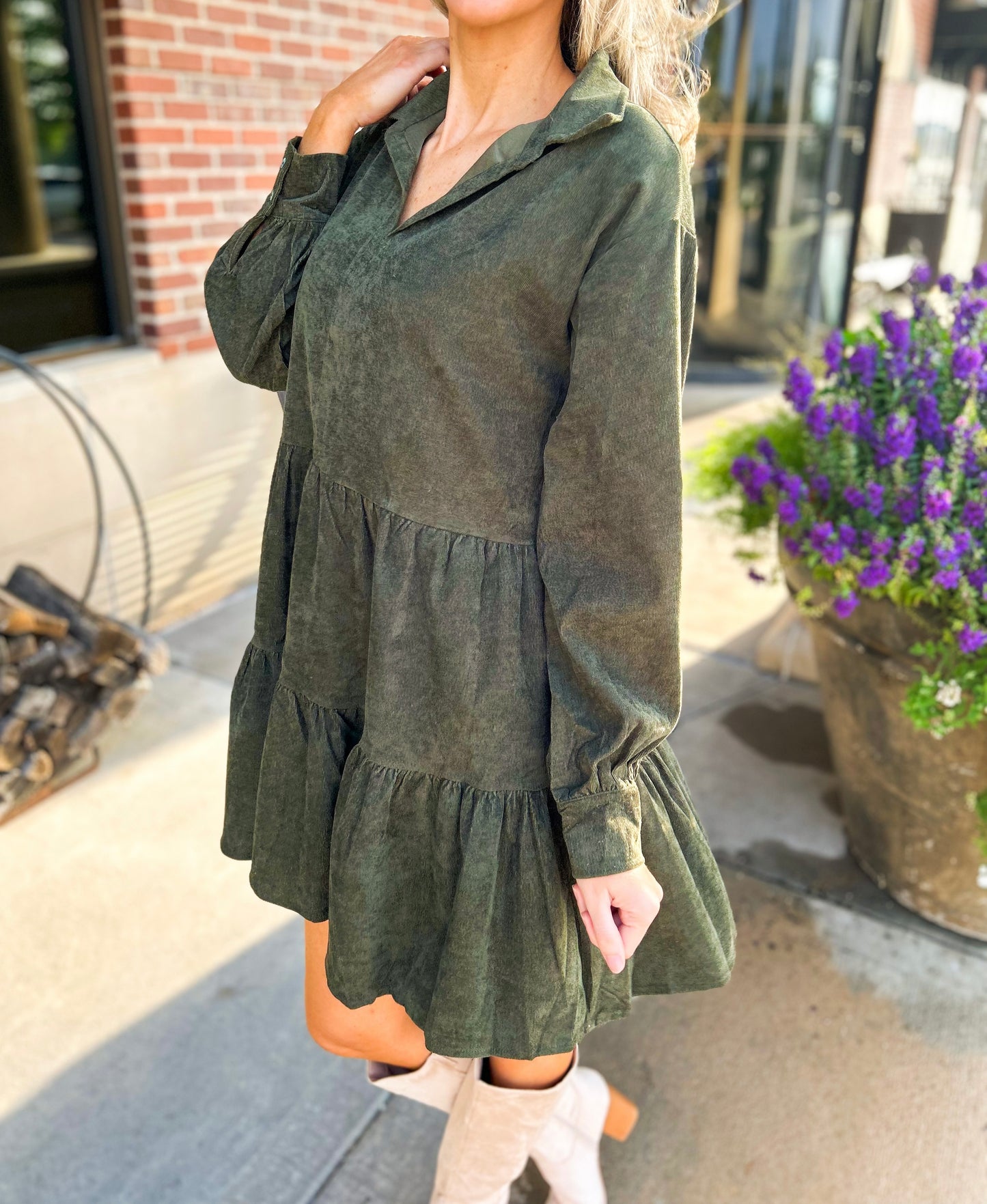 Rio Collared Corduroy Dress