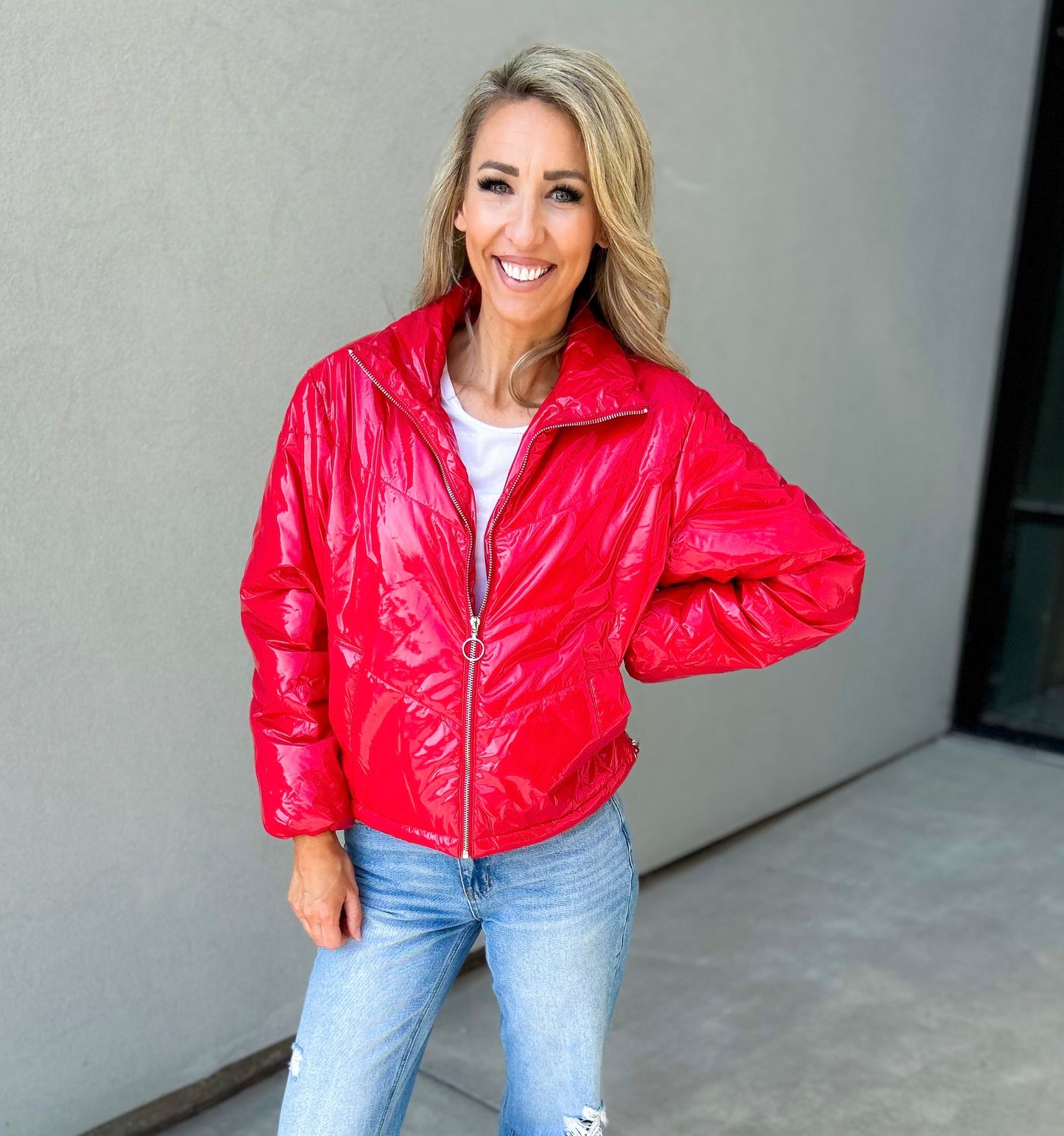 Britney Shiny Faux Leather Jacket