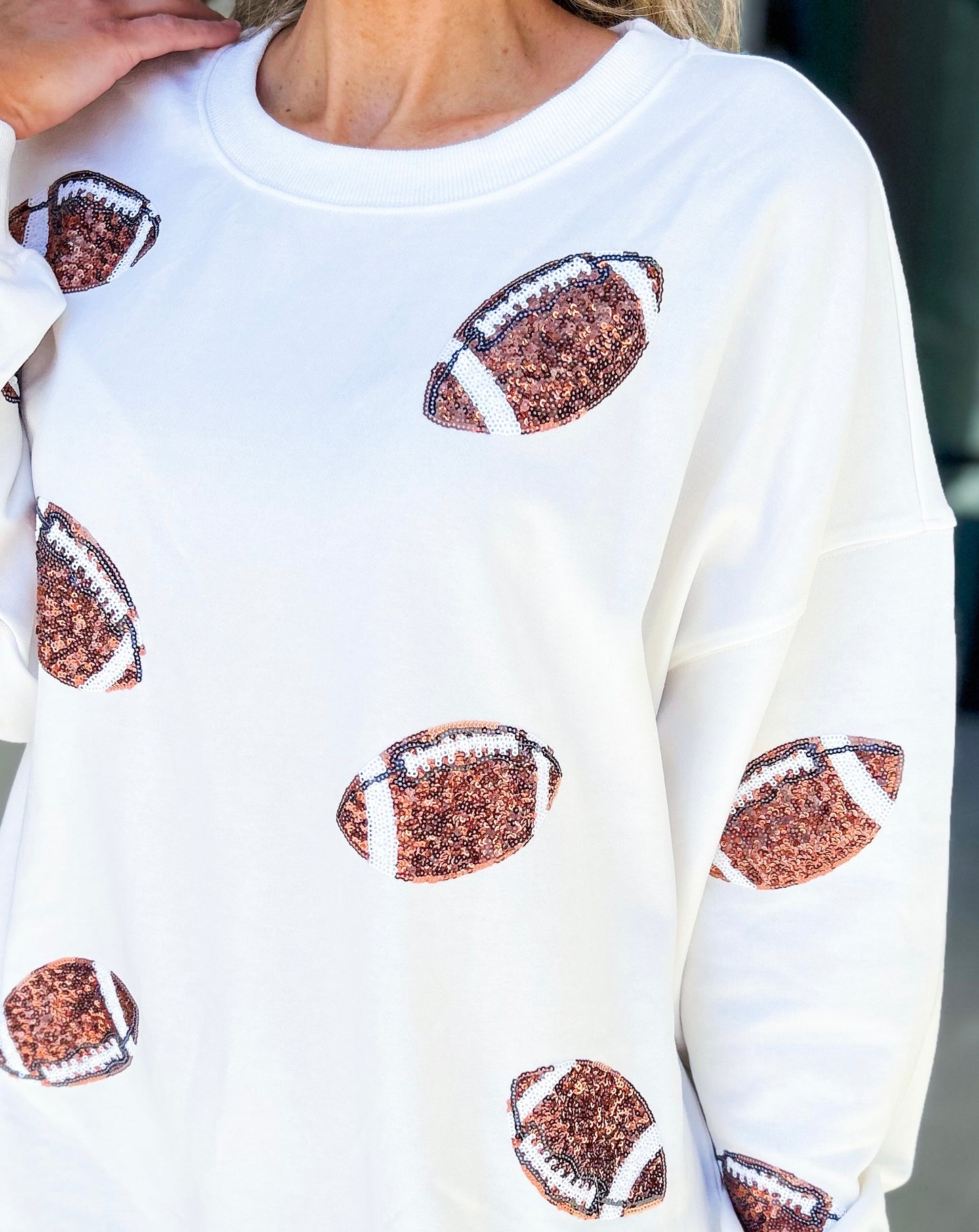 Brown Sequin Football Oversized Sweatshirt