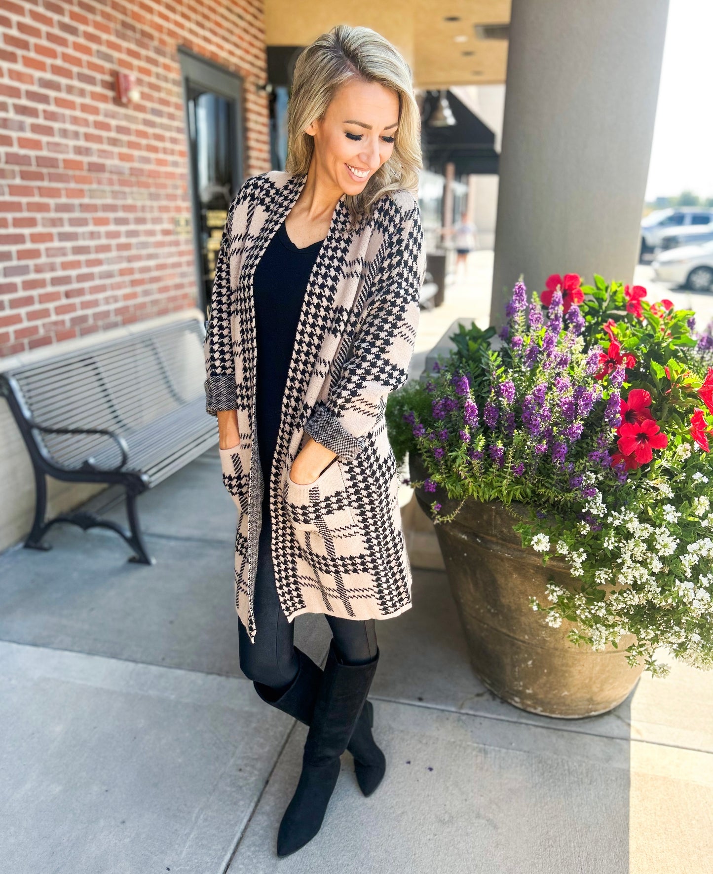 Nicolette Houndstooth Oversized Cardigan