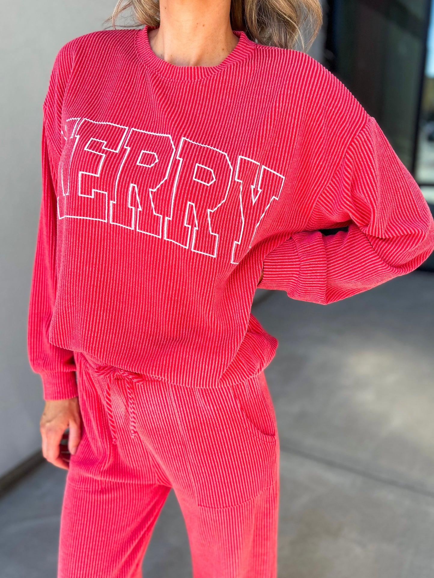 MERRY Ribbed Long Sleeve Sweatshirt