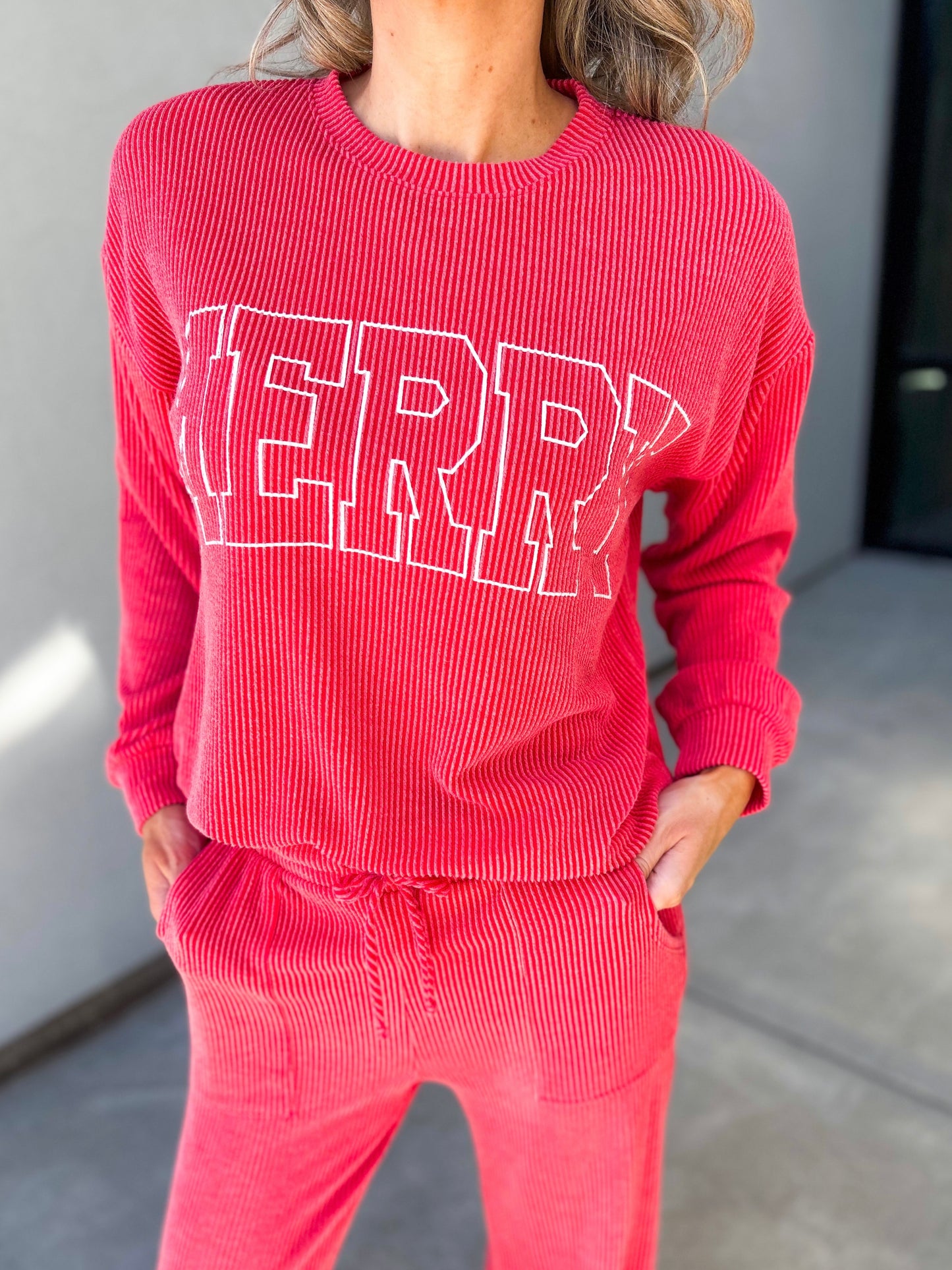 MERRY Ribbed Long Sleeve Sweatshirt