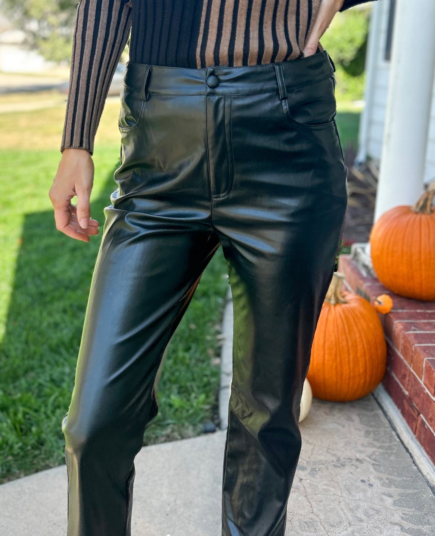 Andra Faux Leather Straight Leg Pants