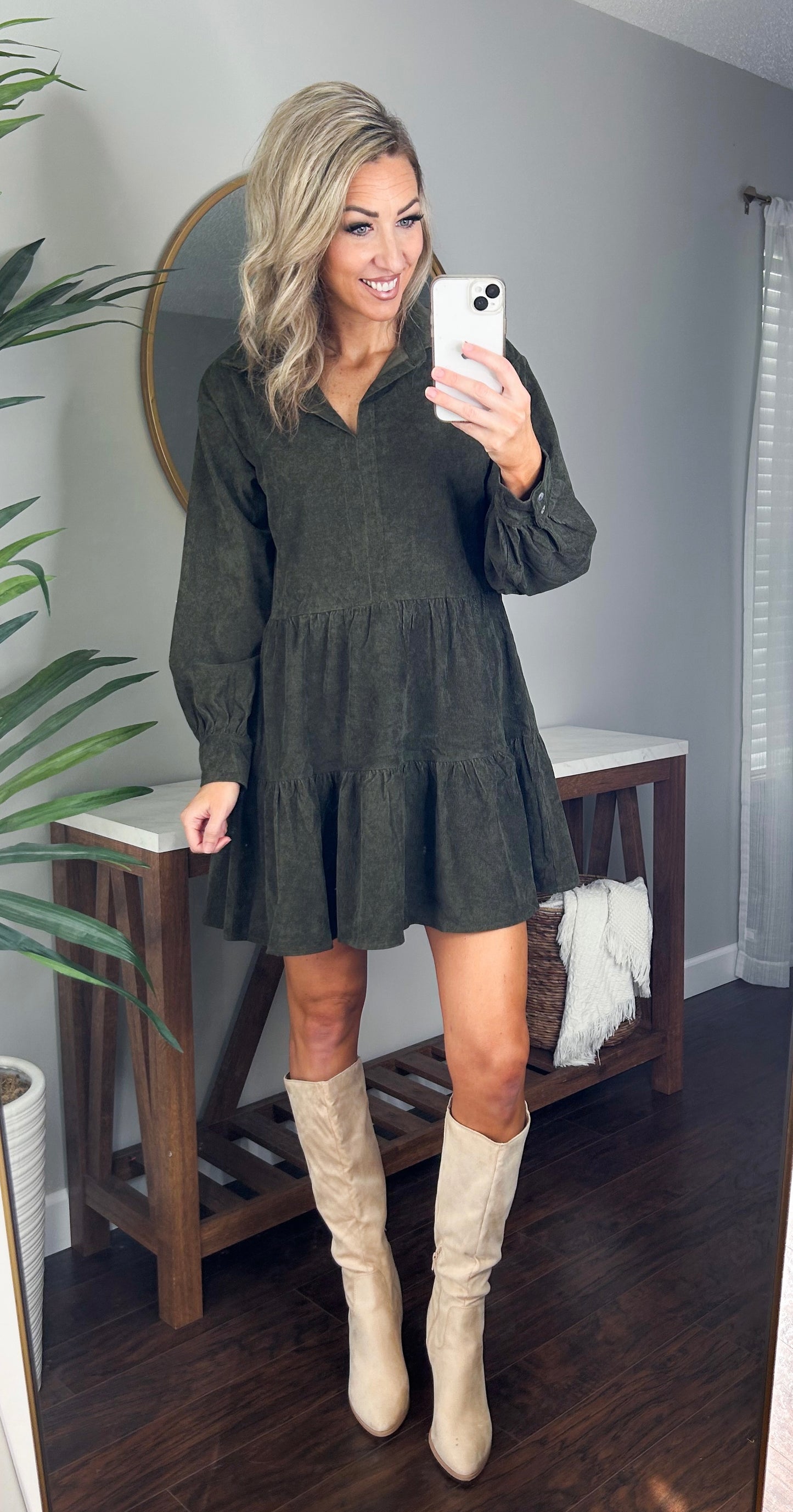 Rio Collared Corduroy Dress