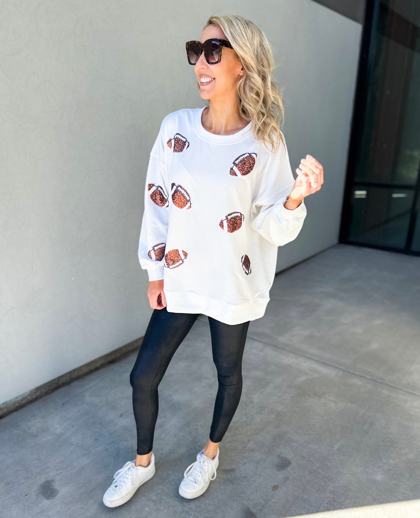 Brown Sequin Football Oversized Sweatshirt