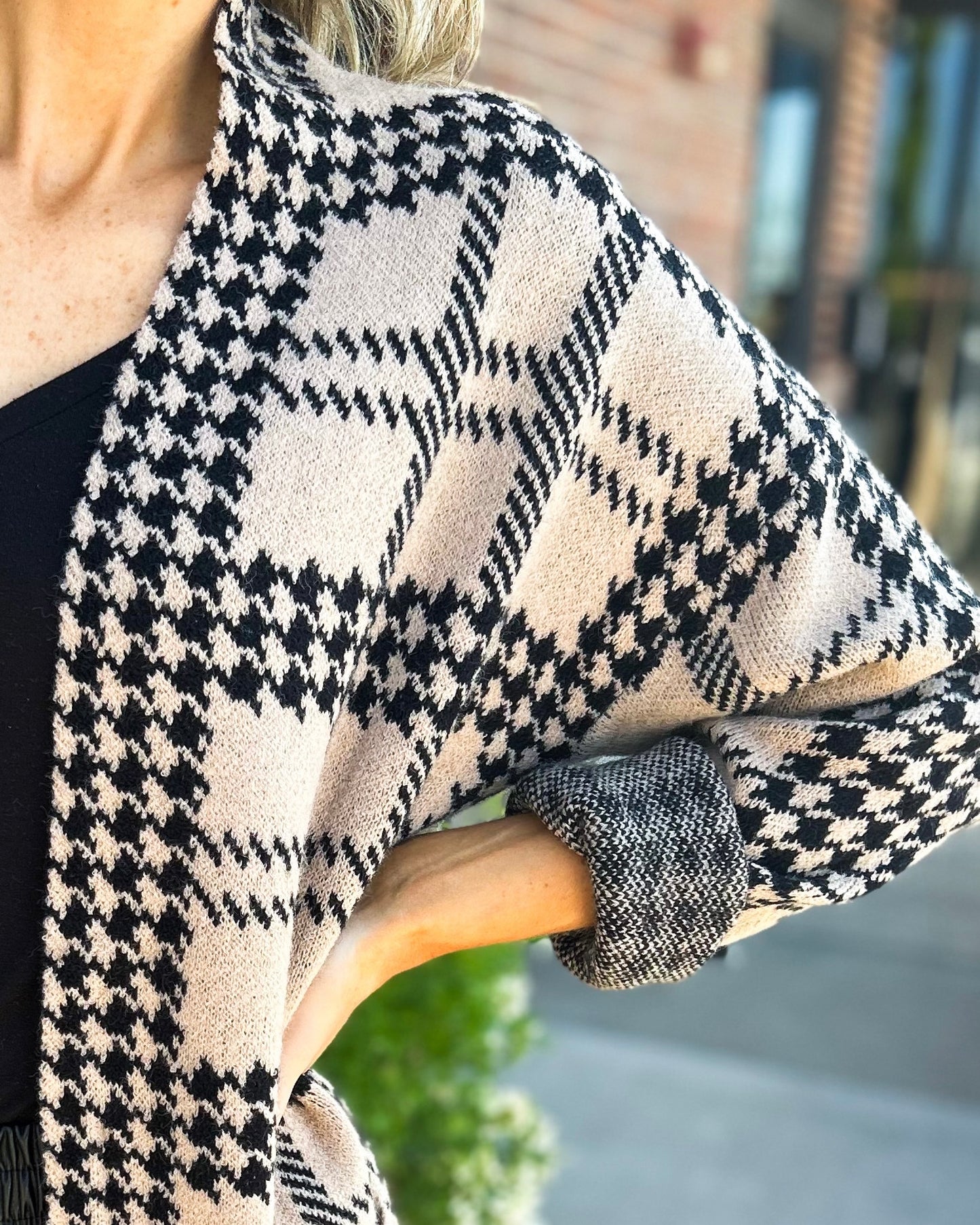 Nicolette Houndstooth Oversized Cardigan