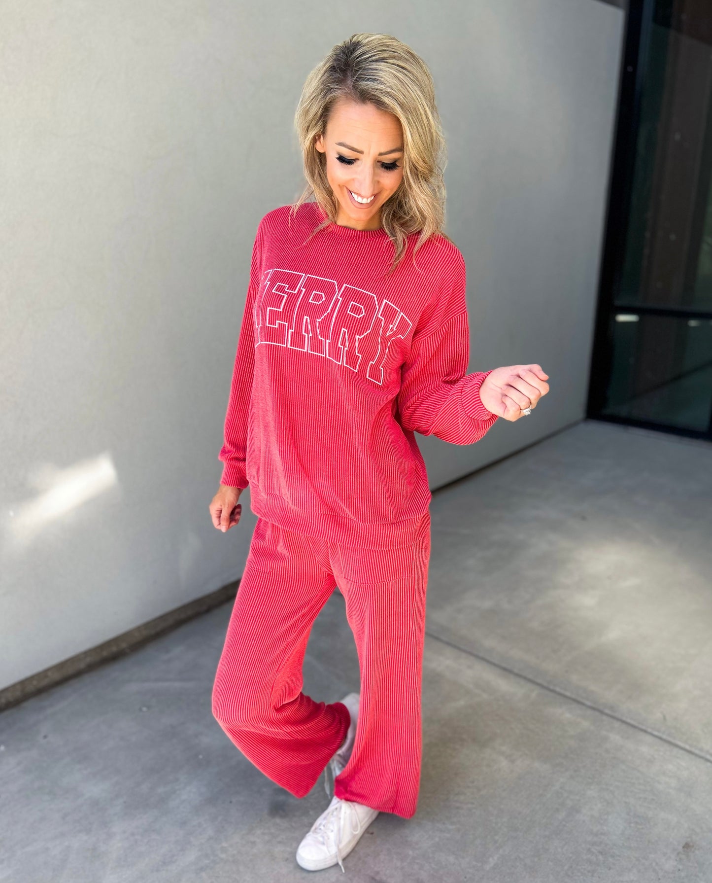 MERRY Ribbed Long Sleeve Sweatshirt