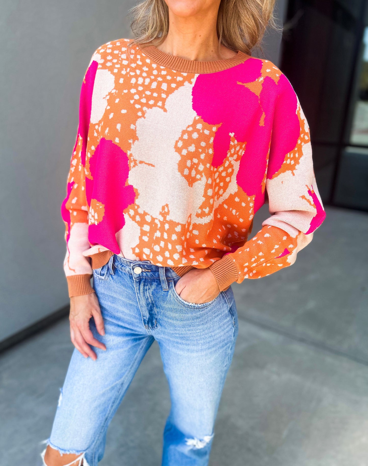 Taylor Big Flower Print Sweater