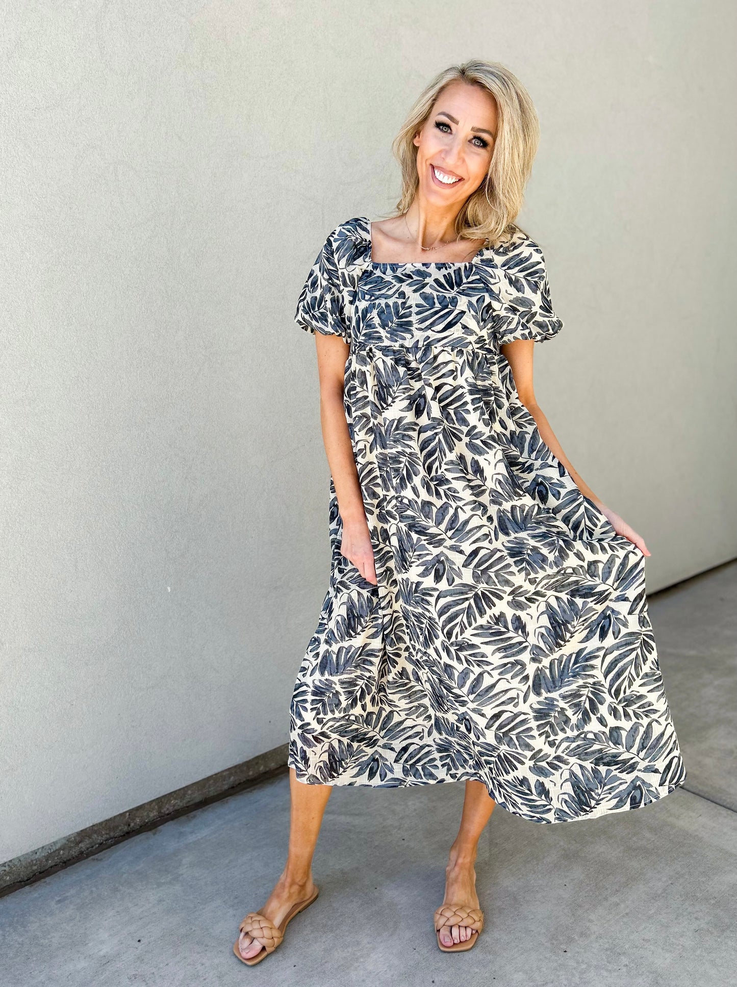 Jenna Puff Sleeve Square Neck Maxi Dress