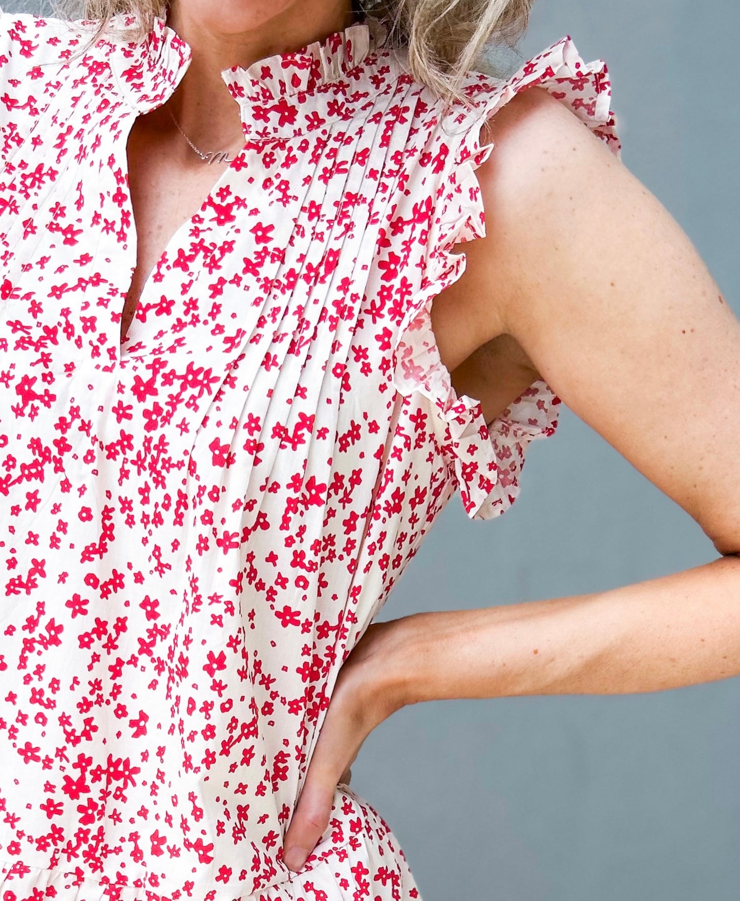 Fiona Red Floral Dress