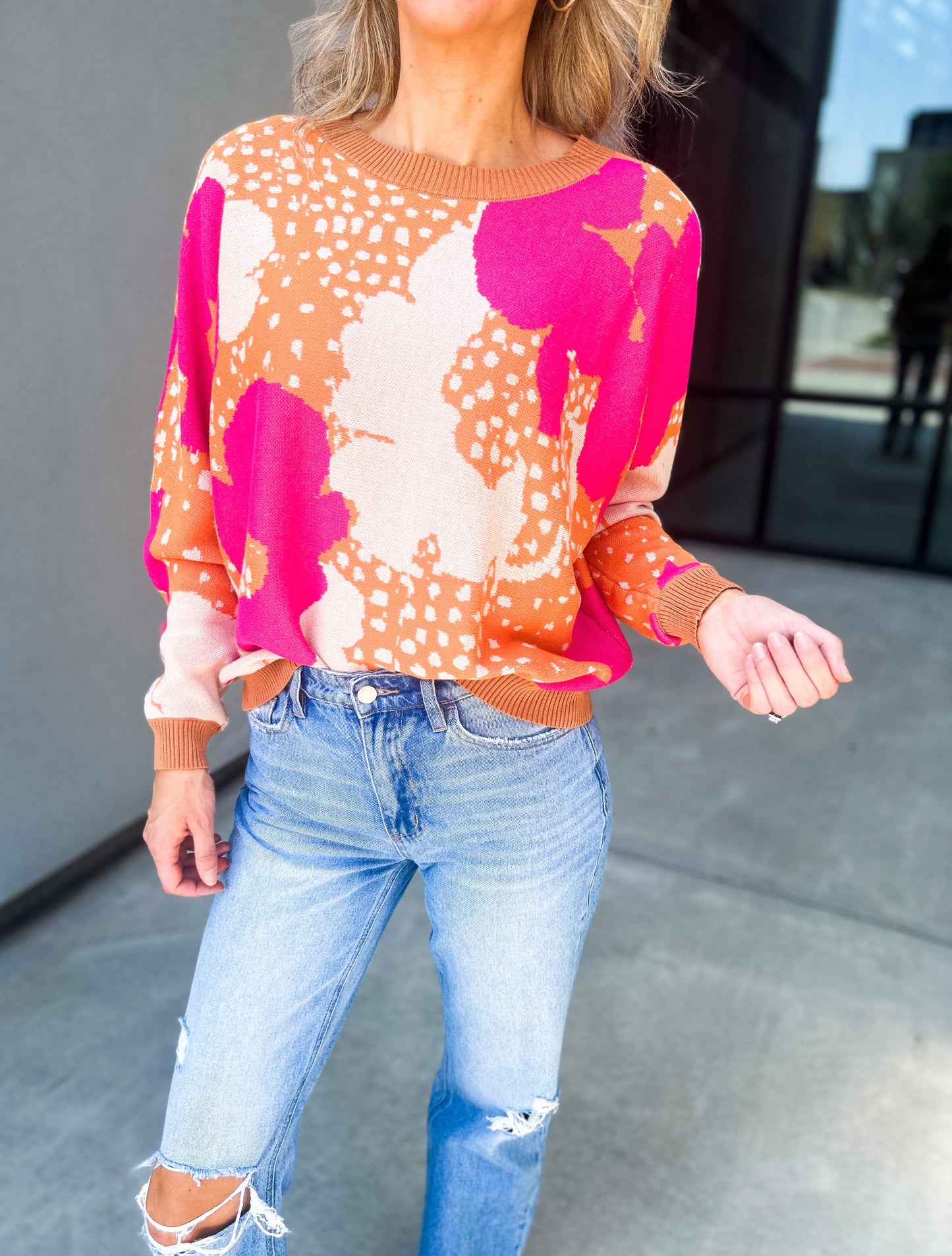 Taylor Big Flower Print Sweater