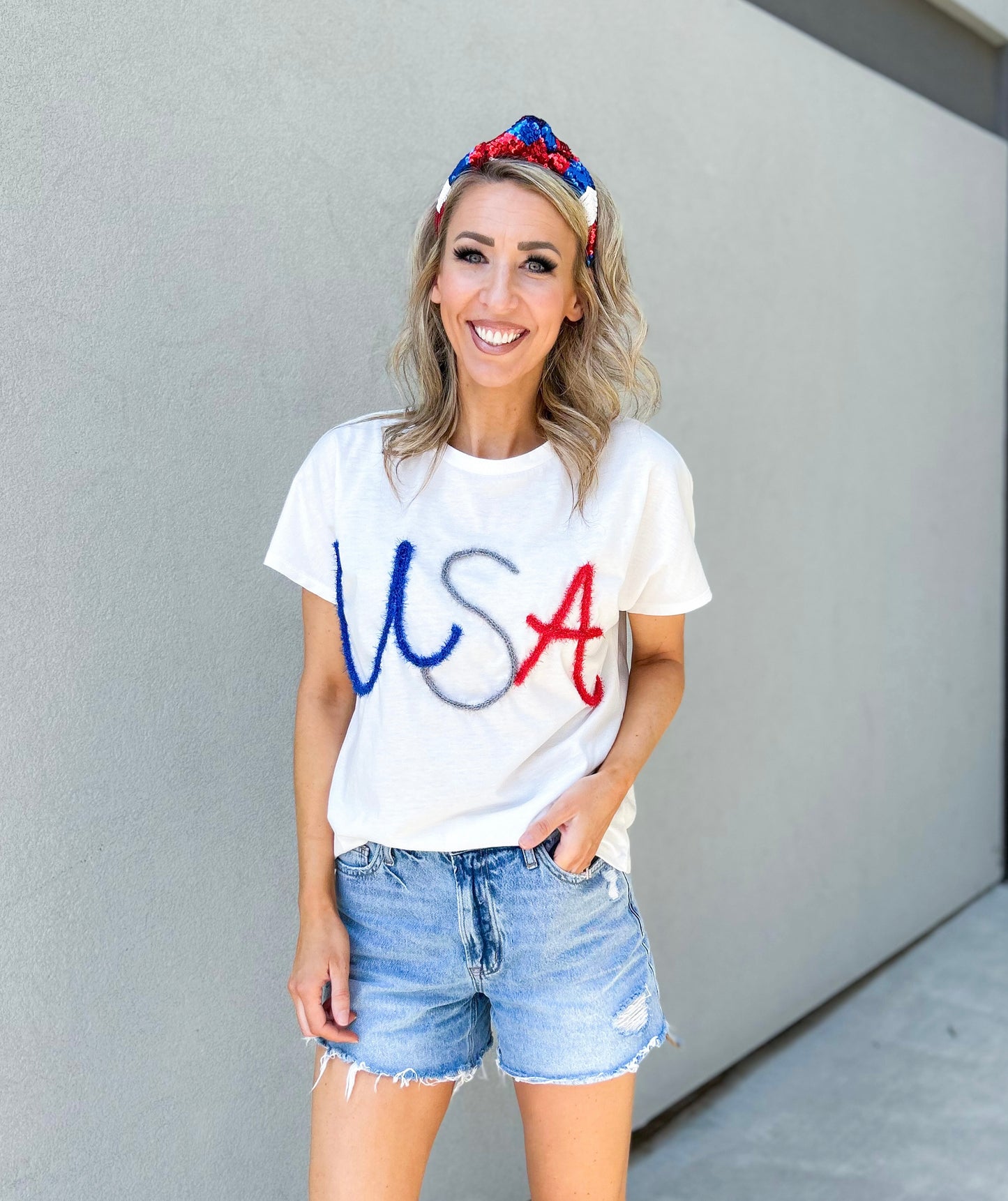 USA Sequin Knot Headband