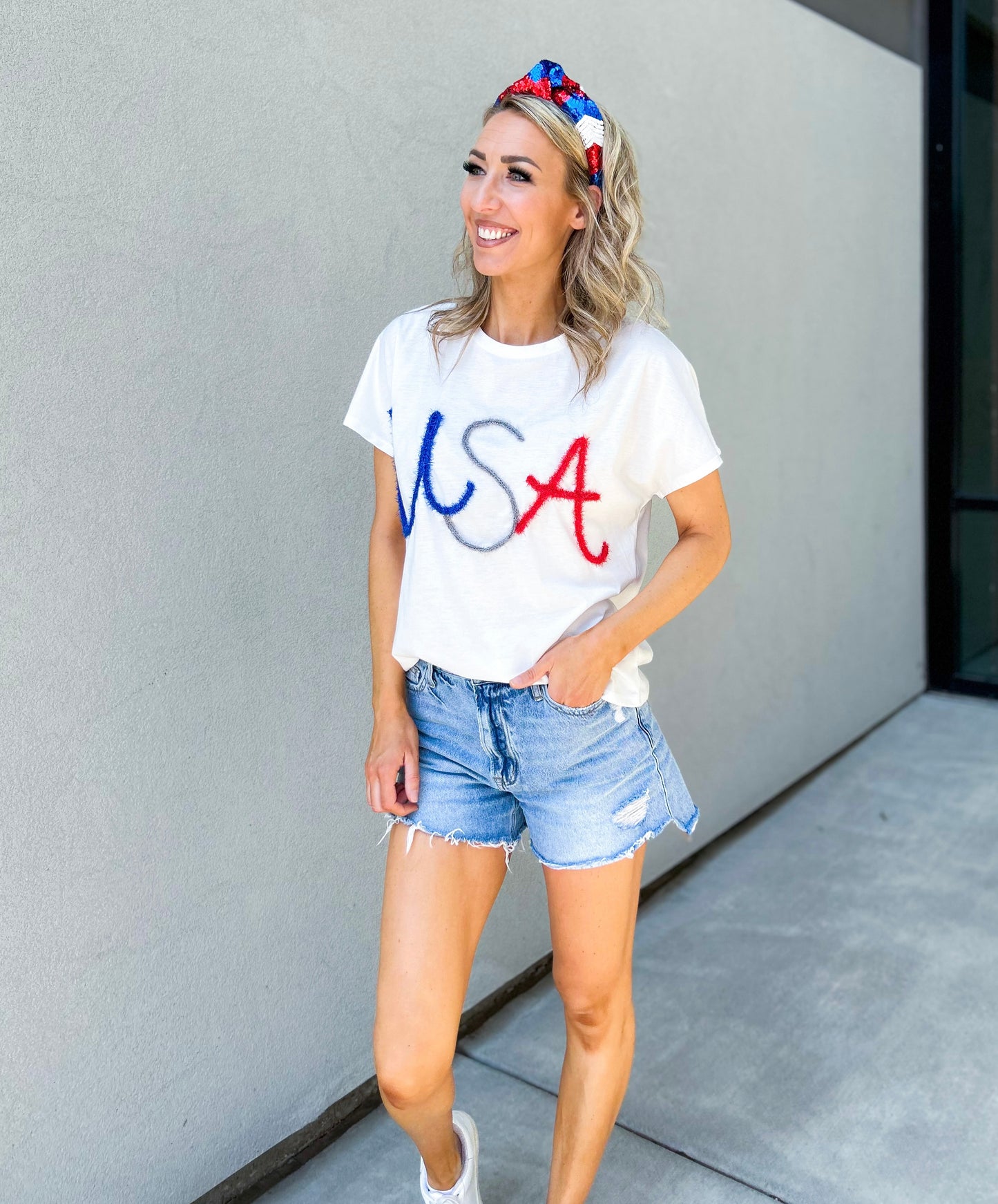 USA Sequin Knot Headband
