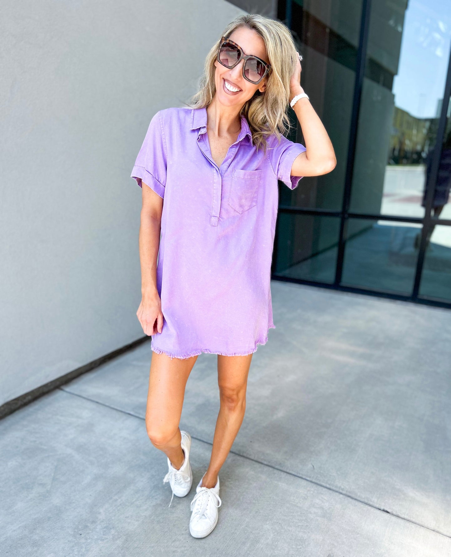 Deja Denim T-Shirt Dress (Purple)