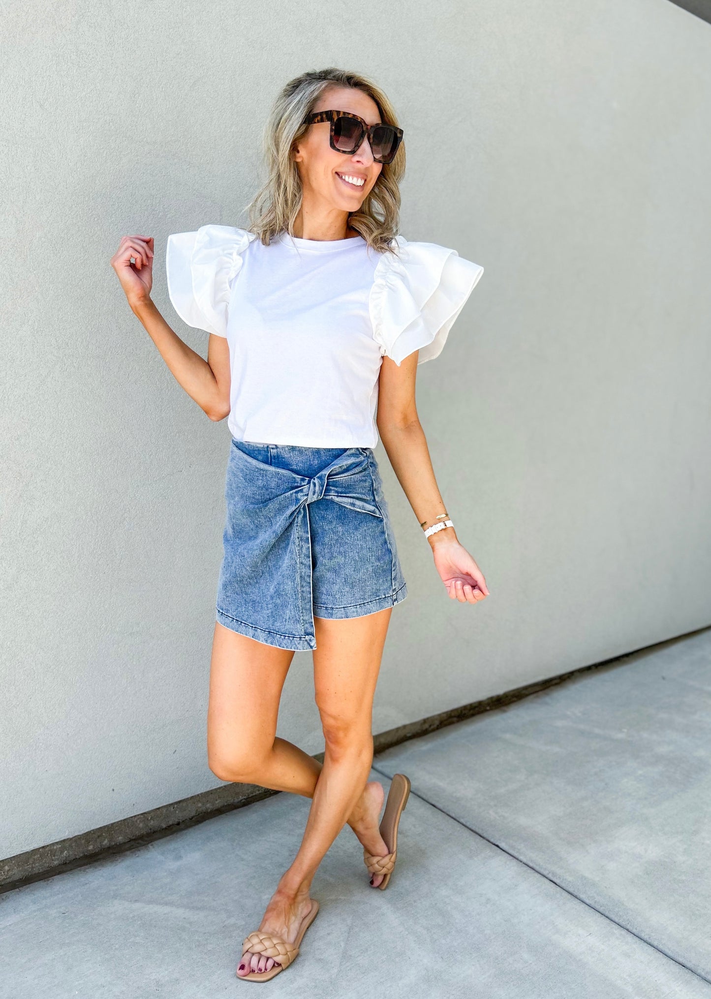 Codi Side Twist Stretch Denim Skort