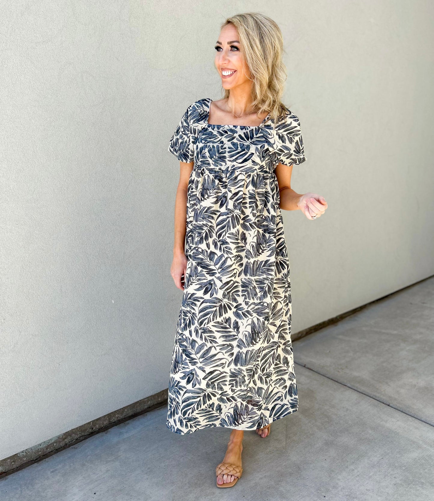 Jenna Puff Sleeve Square Neck Maxi Dress