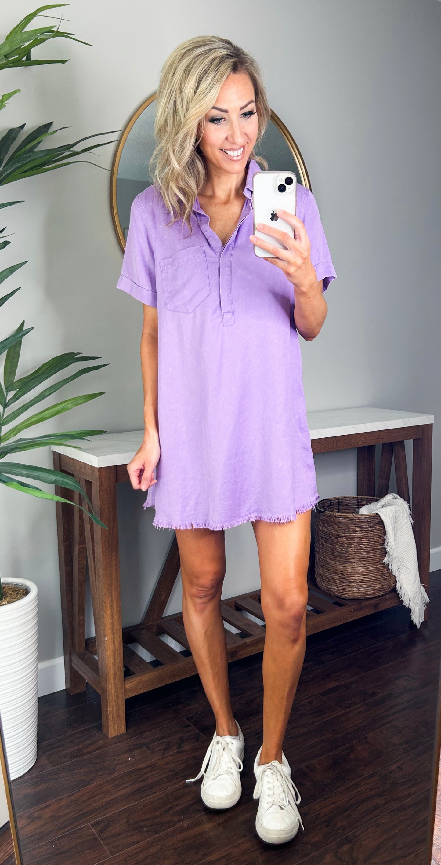 Deja Denim T-Shirt Dress (Purple)