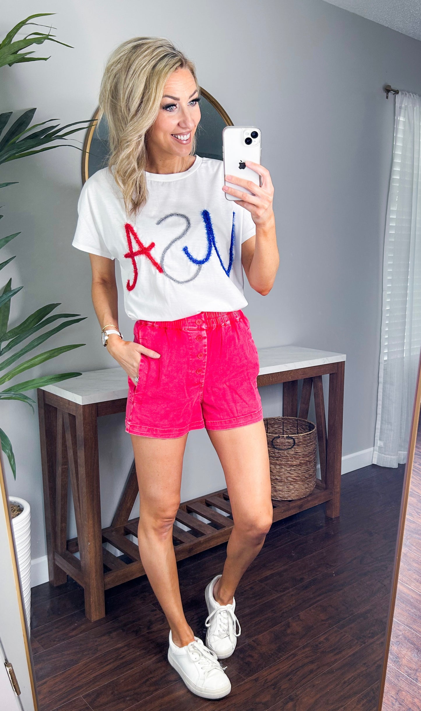 Metallic USA Oversized Tee