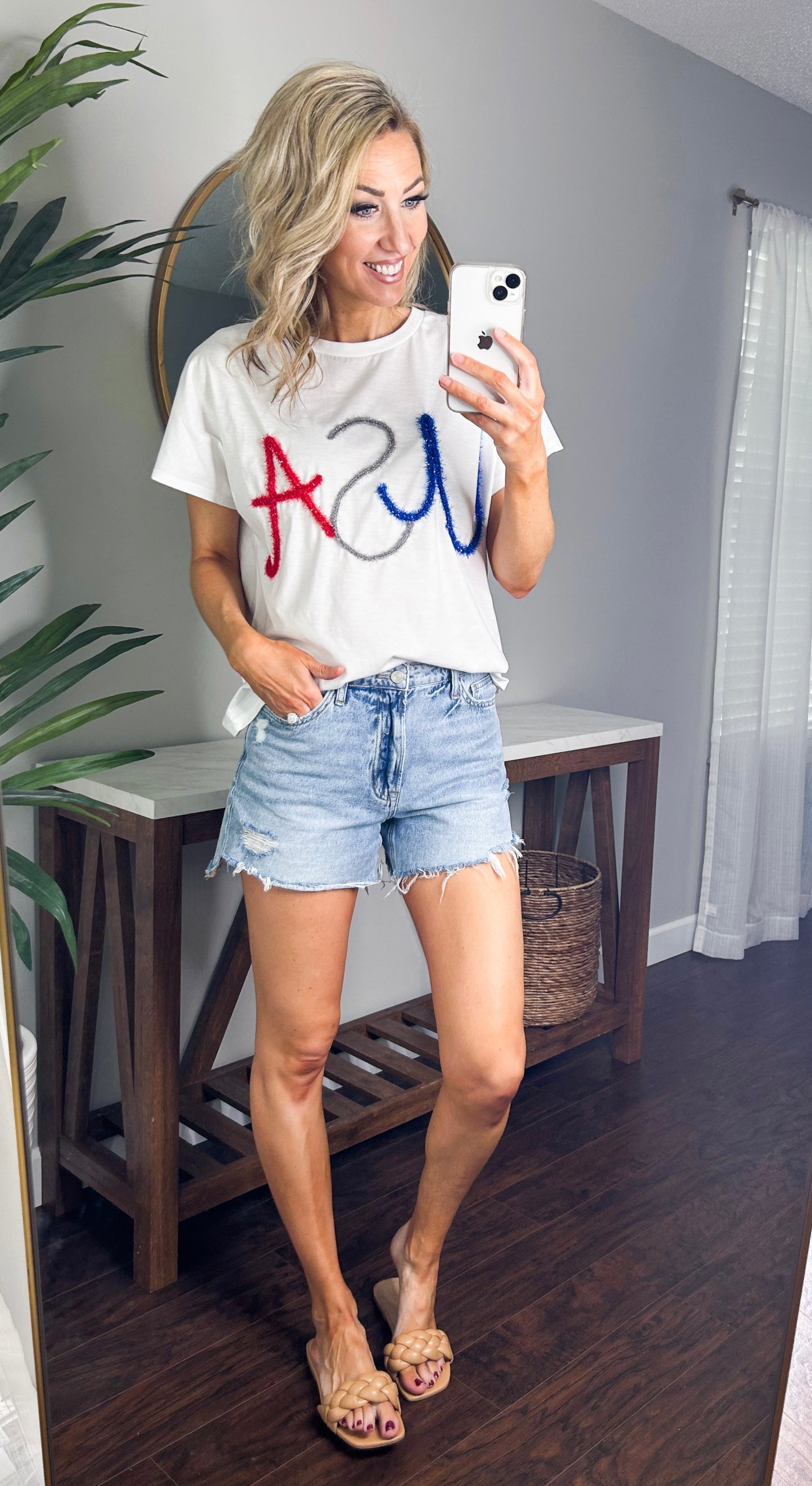 Metallic USA Oversized Tee