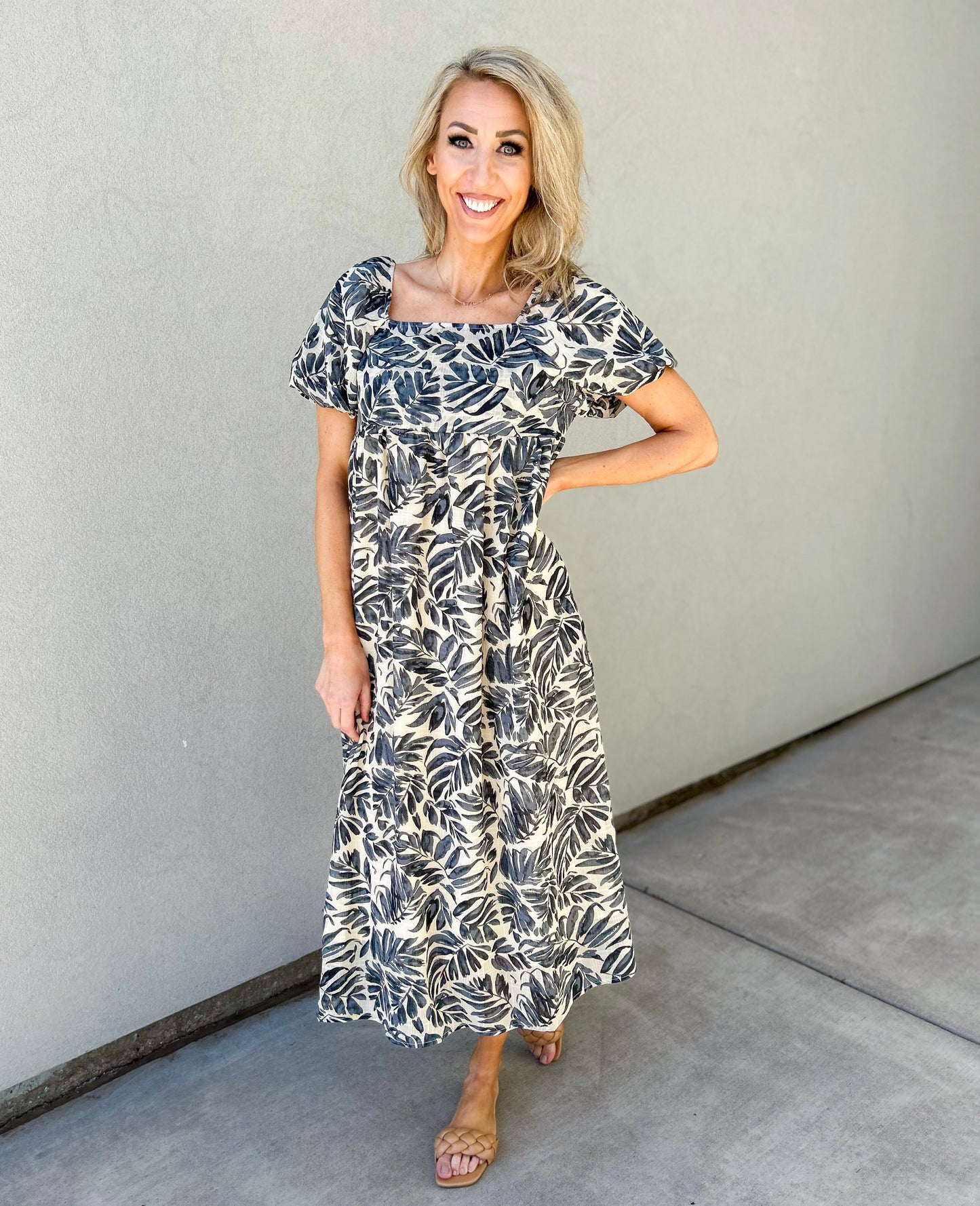 Jenna Puff Sleeve Square Neck Maxi Dress