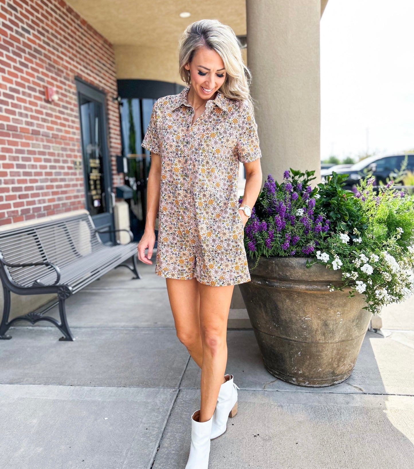 Benton Floral Denim Romper