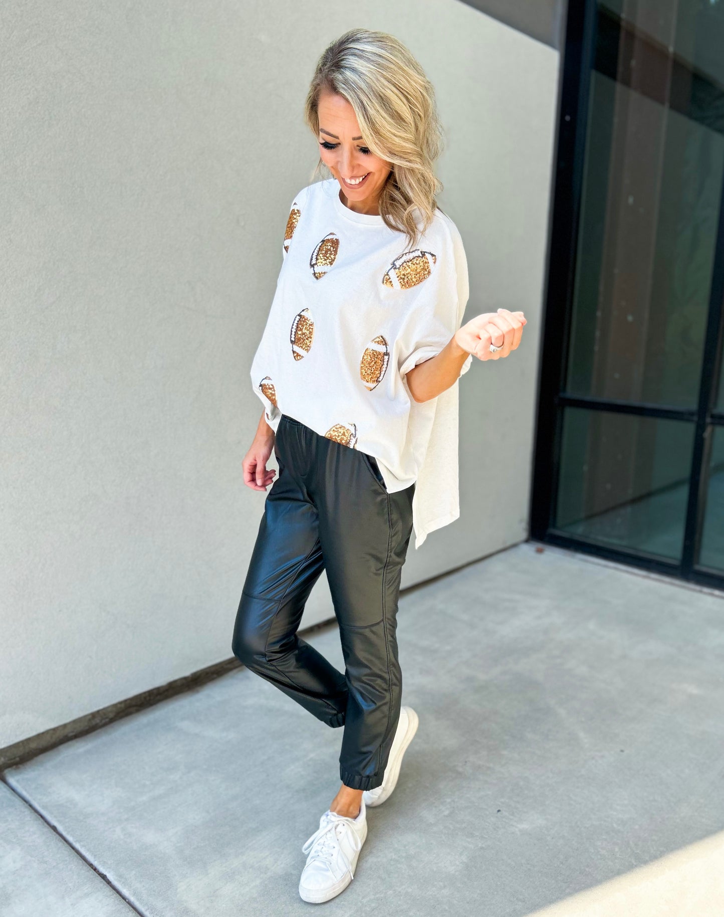 Gold Sequin Football Oversized T-Shirt