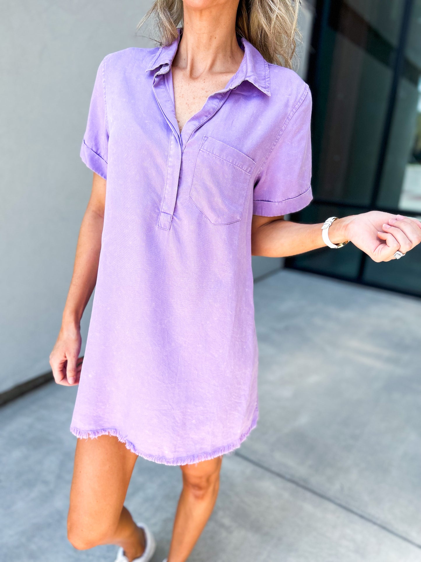 Deja Denim T-Shirt Dress (Purple)