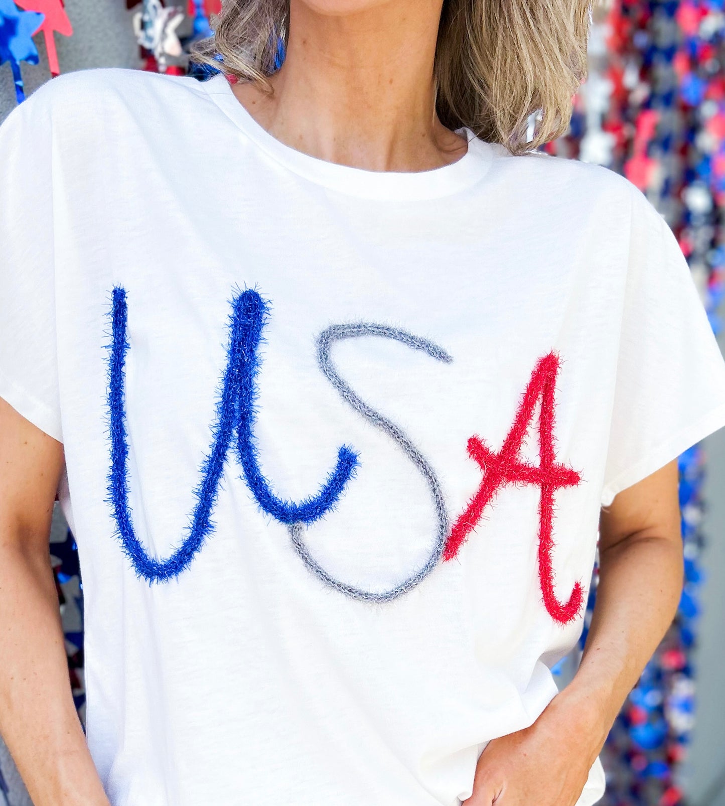 Metallic USA Oversized Tee