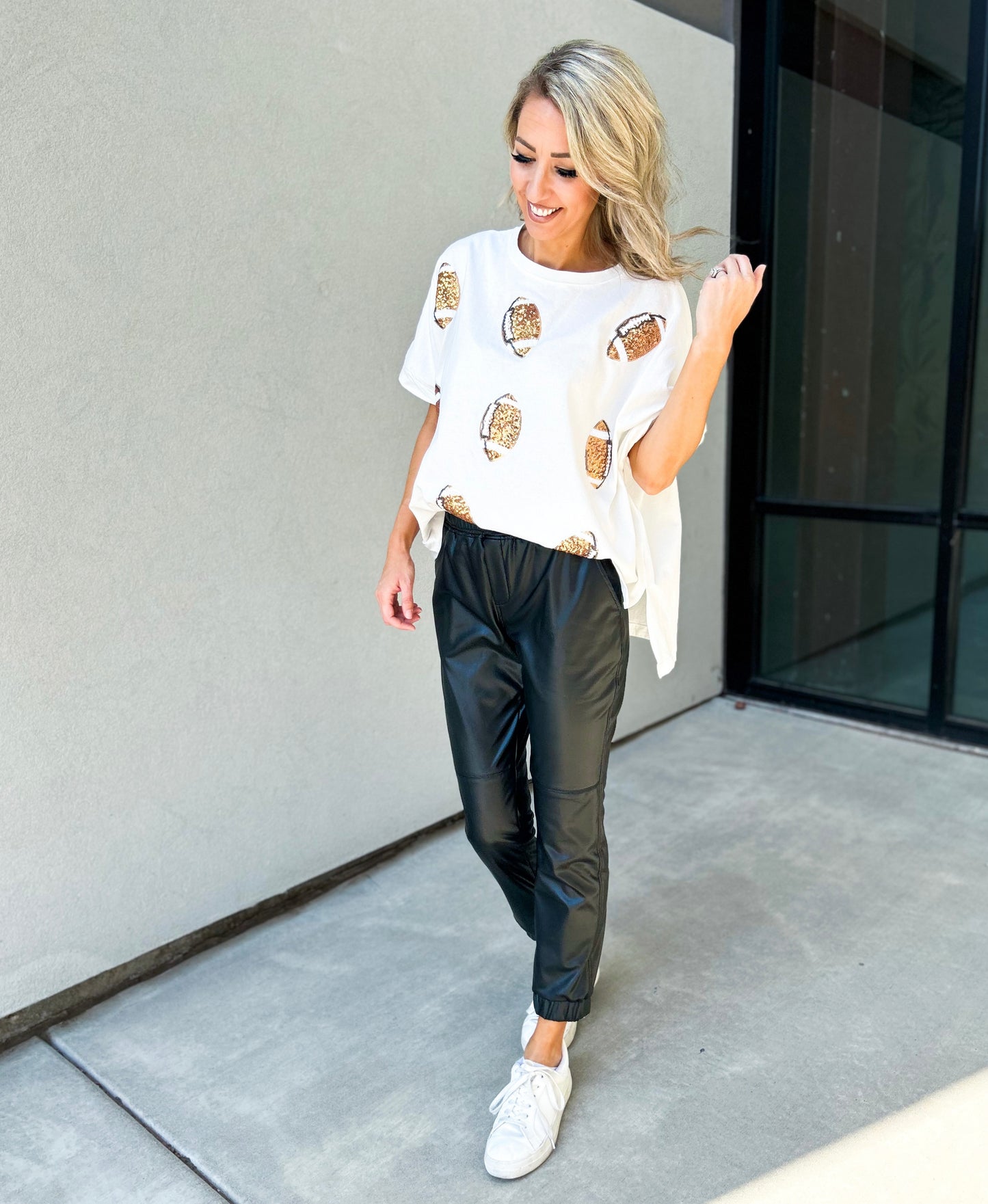 Gold Sequin Football Oversized T-Shirt