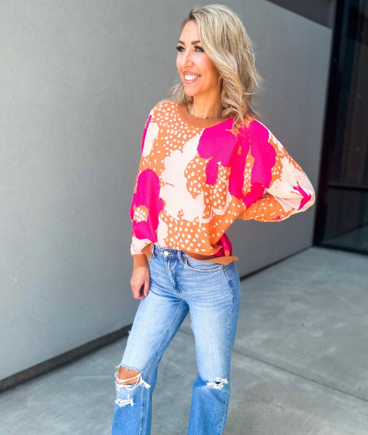 Taylor Big Flower Print Sweater