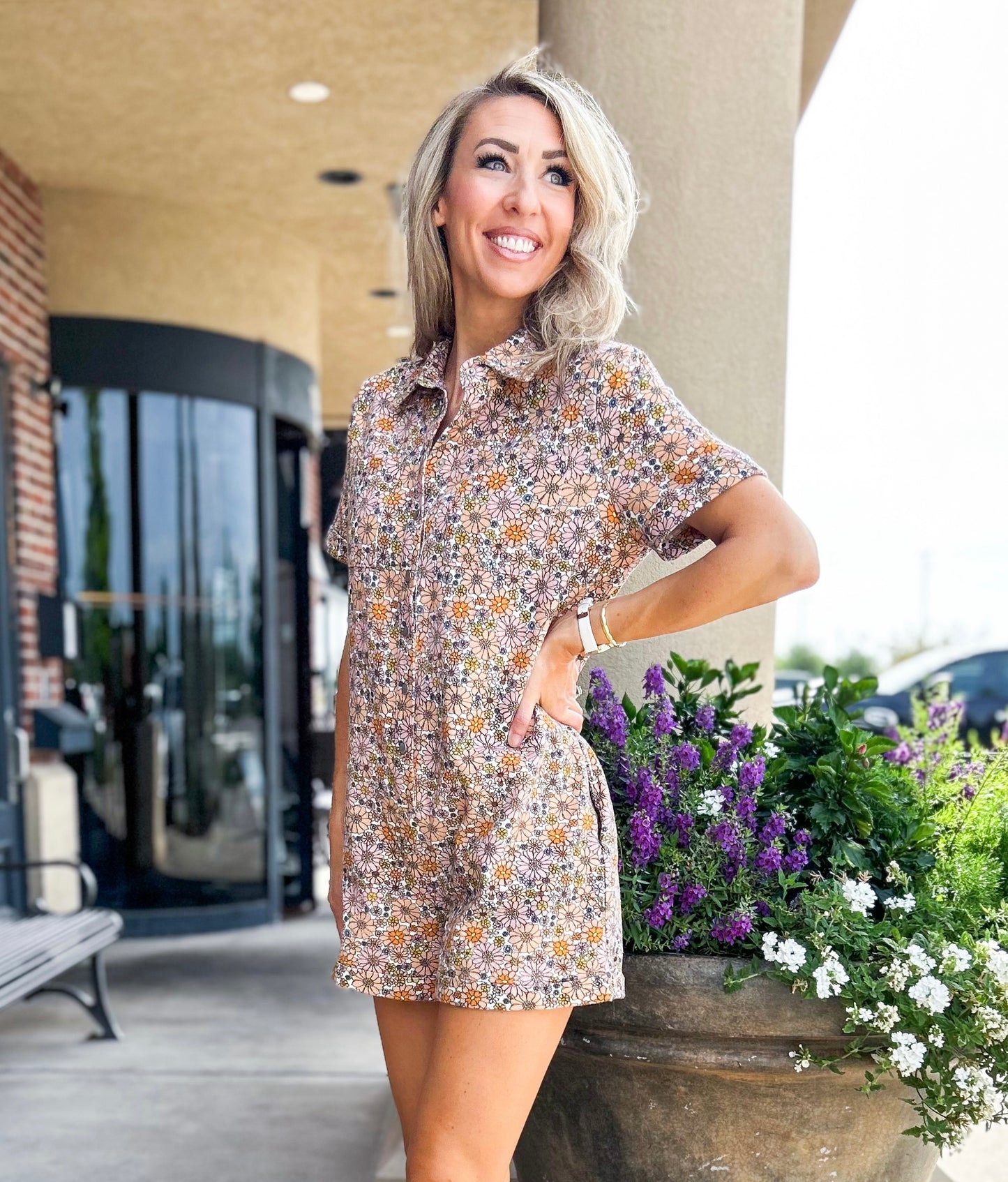 Benton Floral Denim Romper