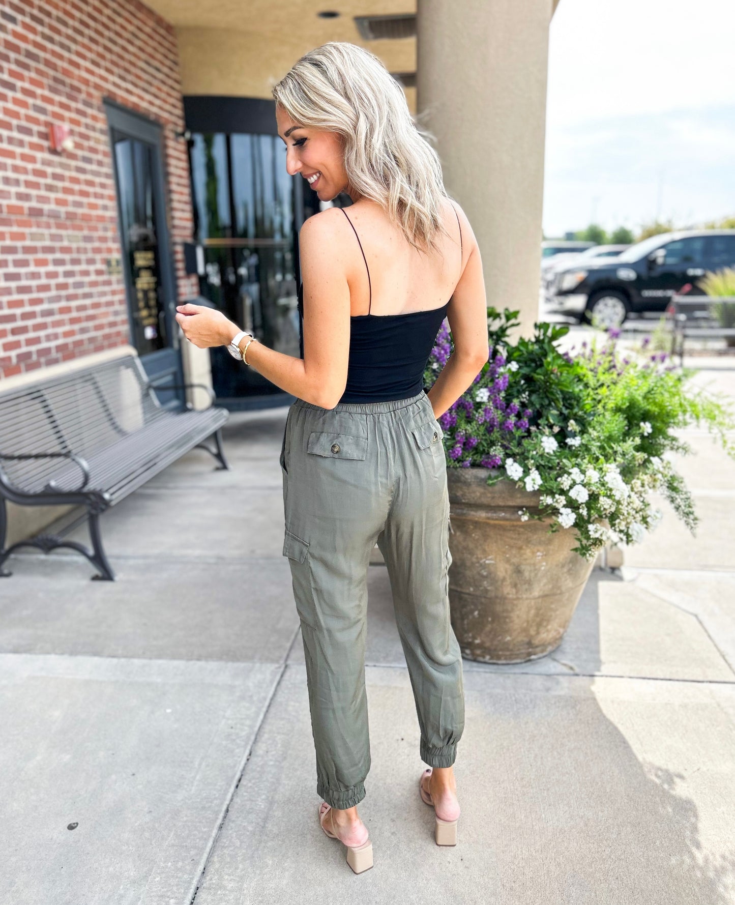 Jovie High Rise Elastic Waist Satin Joggers